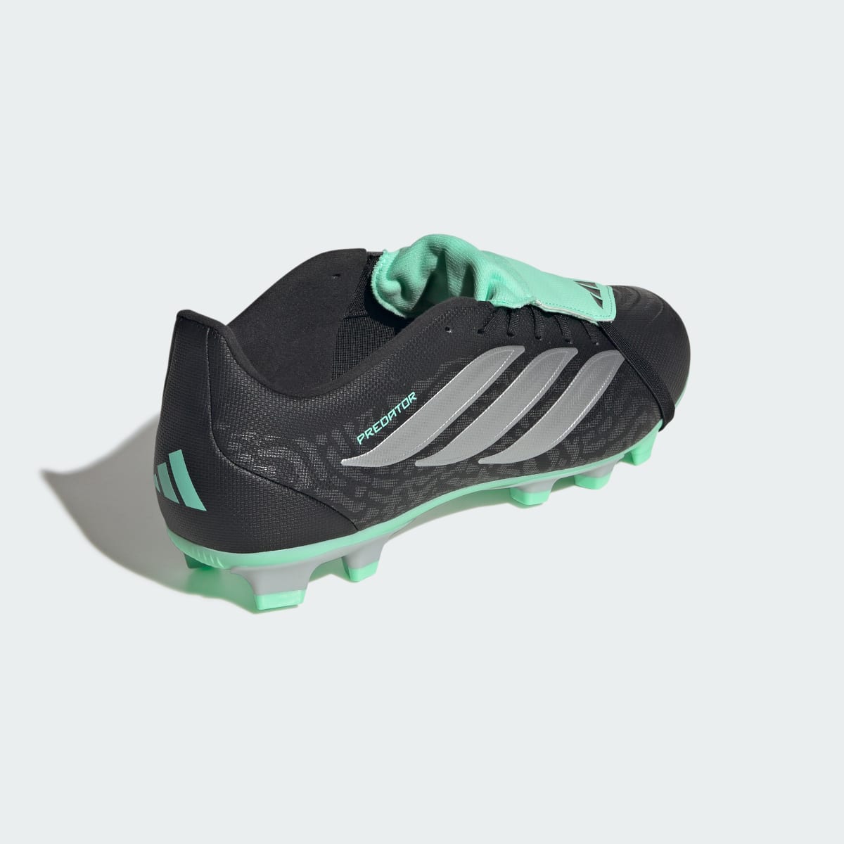 adidas Women's Predator Club Fold-Over Tongue Firm Ground/Multi Ground Soccer Cleats - Core Black / Silver Metallic / Pulse Mint