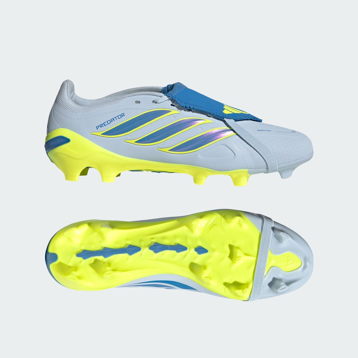 adidas Women's Predator League Fold-Over Tongue Firm Ground Soccer Cleats - Crystal Sky / Ray Blue / Team Solar Yellow 2