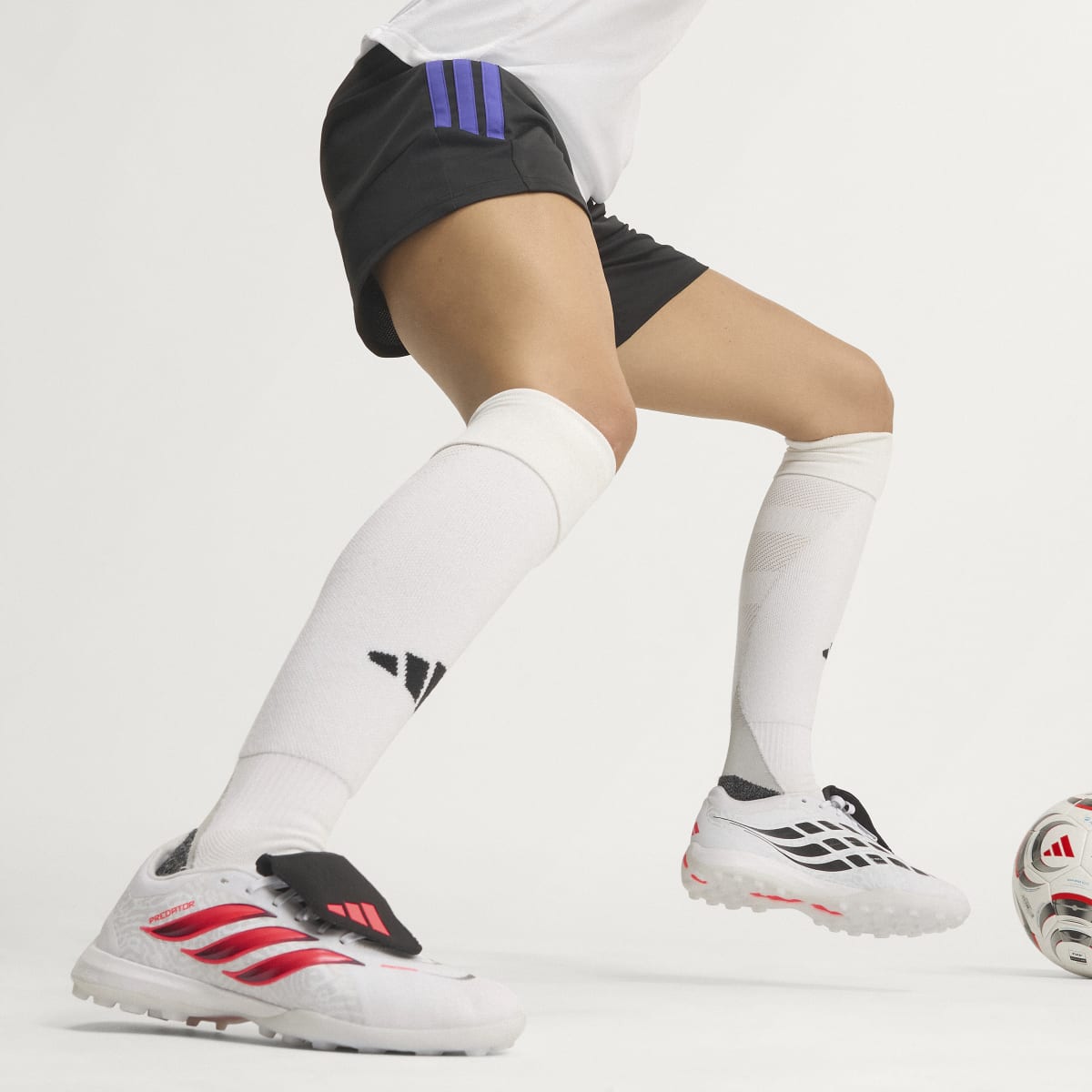adidas Women's Predator Pro Fold-Over Tongue Turf Soccer Cleats - Cloud White / Solar Turbo / Core Black