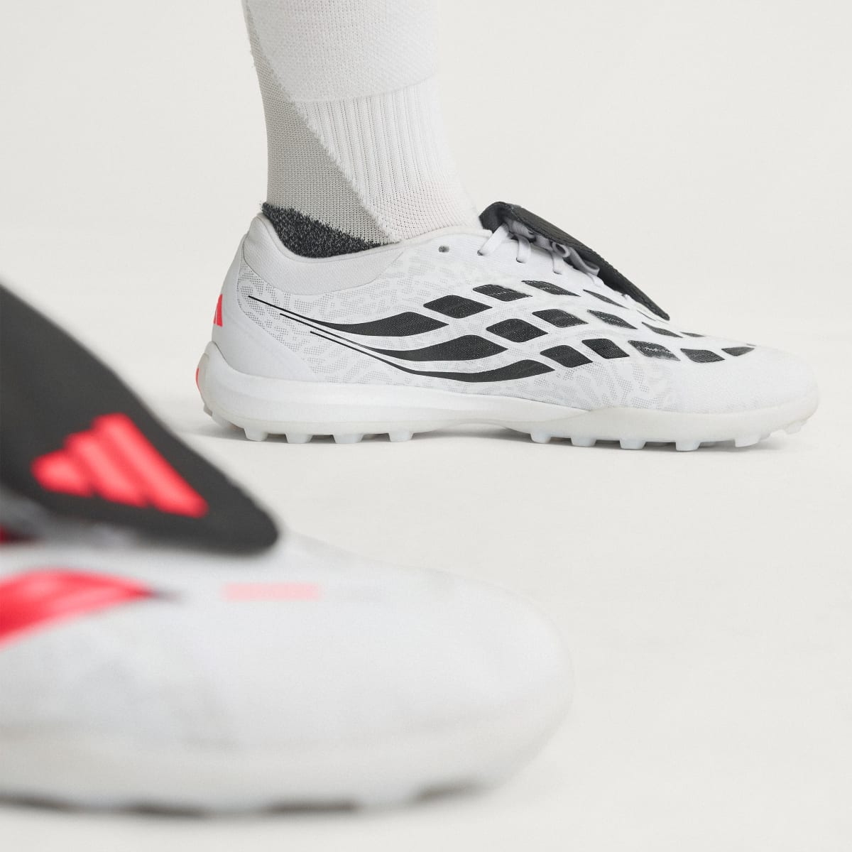 adidas Women's Predator Pro Fold-Over Tongue Turf Soccer Cleats - Cloud White / Solar Turbo / Core Black