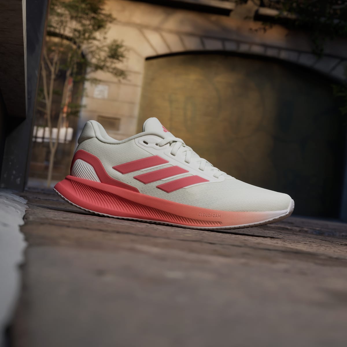 adidas Women's Runfalcon 5 Running Shoes - Off White / Preloved Scarlet / Dash Grey