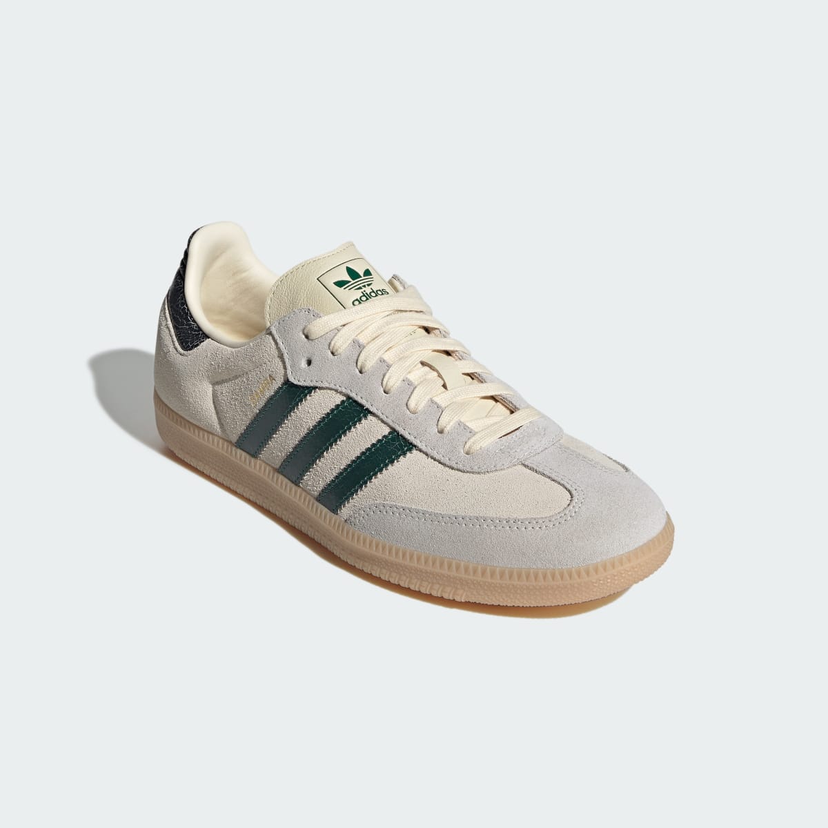 adidas Women's Samba OG Shoes - Cream White / Collegiate Green / Magic Beige