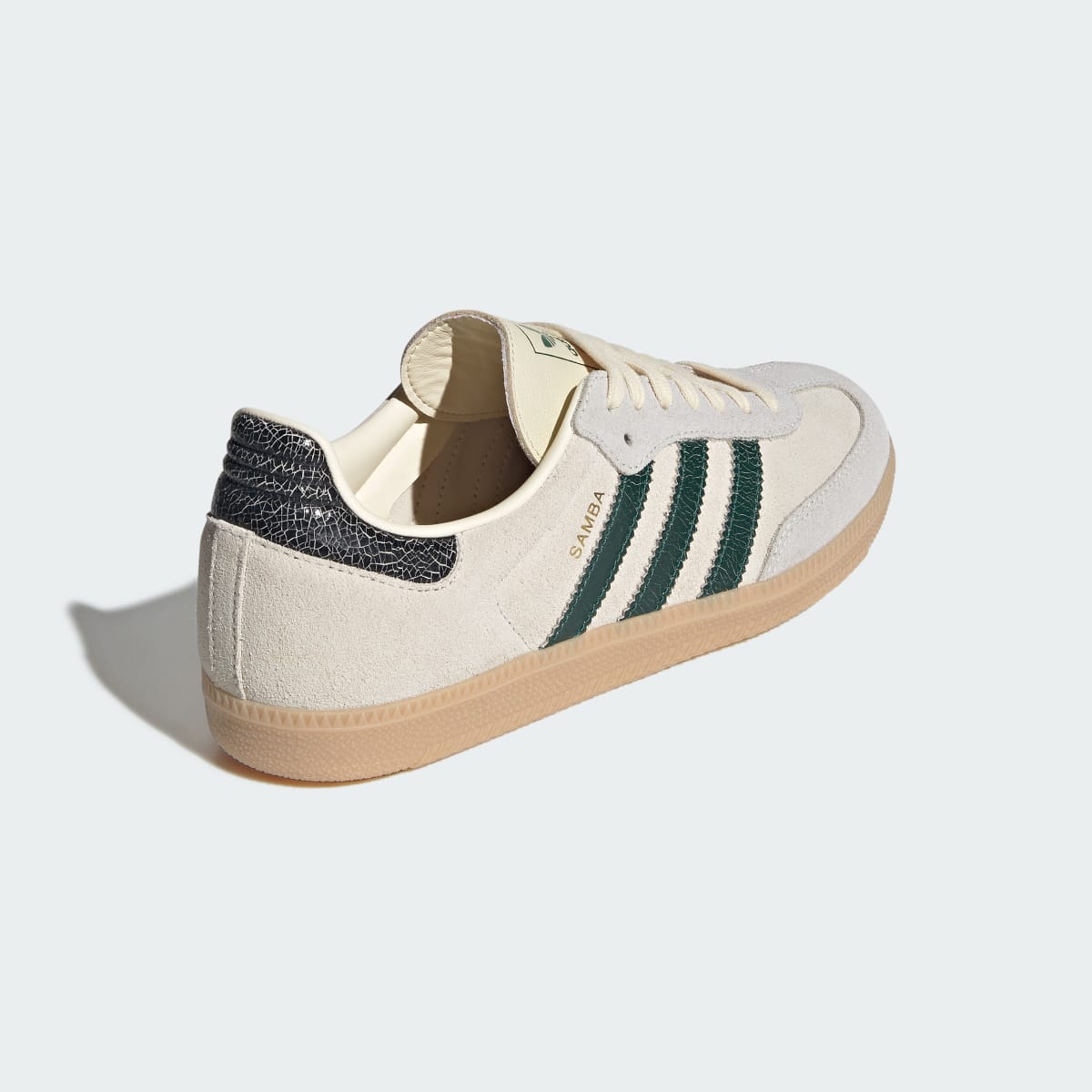 adidas Women's Samba OG Shoes - Cream White / Collegiate Green / Magic Beige
