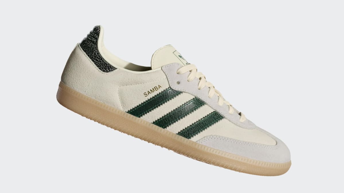adidas Women's Samba OG Shoes - Cream White / Collegiate Green / Magic Beige