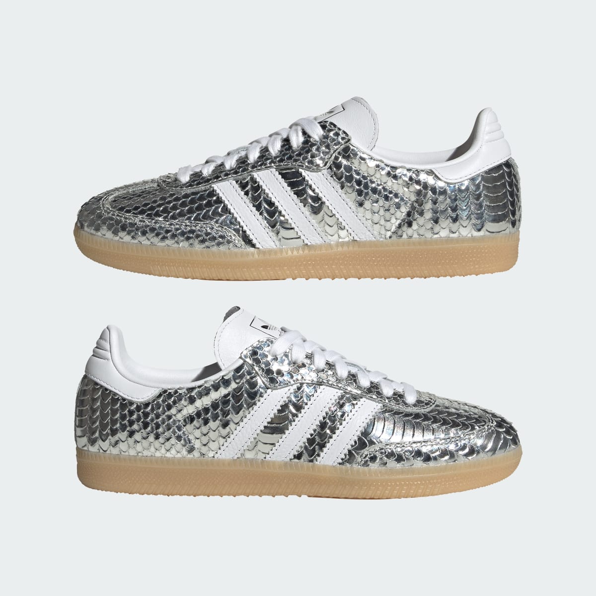 adidas Women's Samba Shoes - Silver Metallic / Cloud White / Gum
