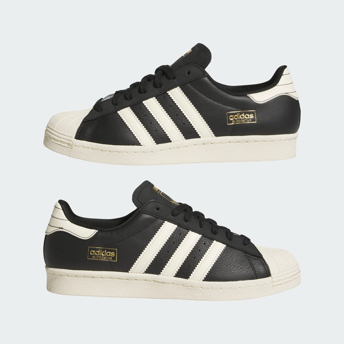 adidas Men's Superstar 80 ADV Trainers - Core Black / Cream White / Gold Metallic