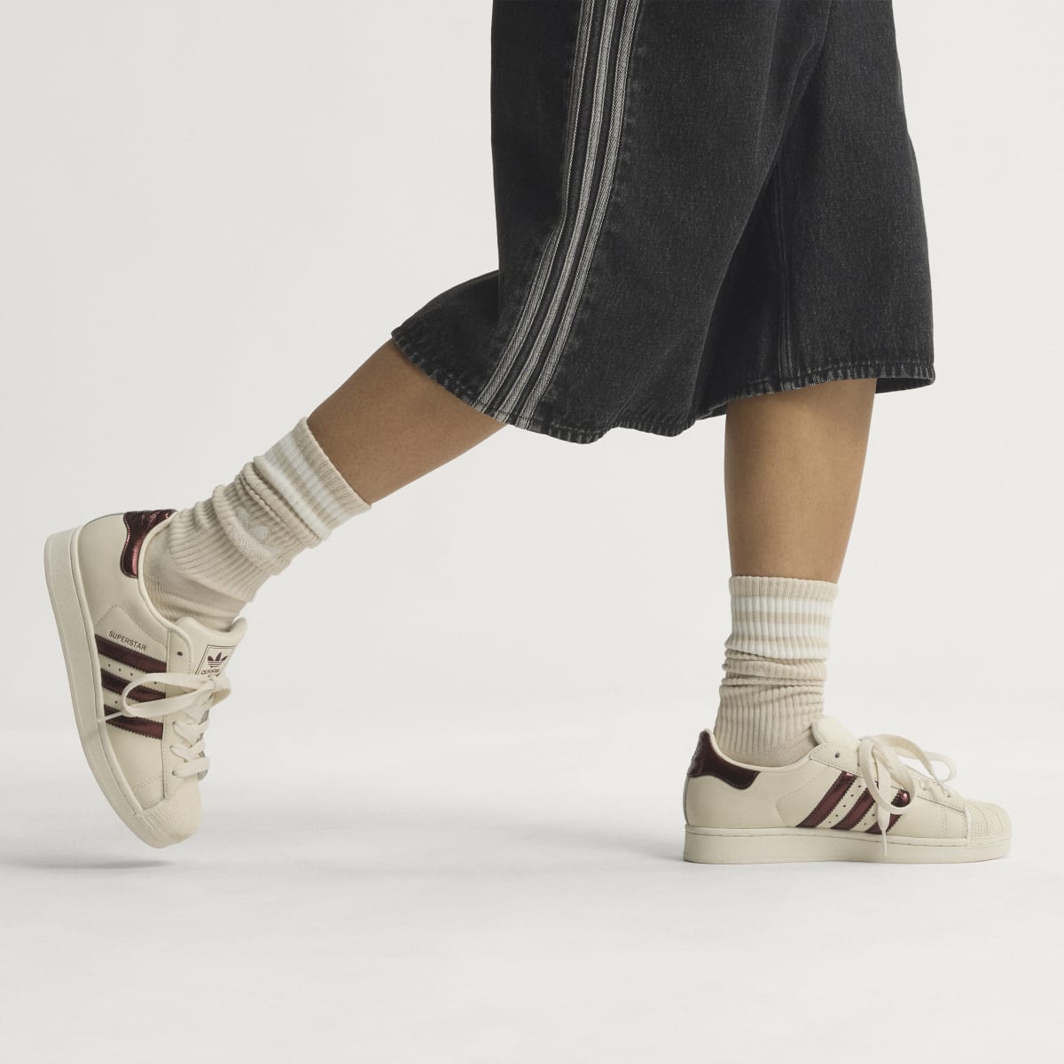 adidas Women's Superstar II Shoes - Off White / Maroon / Gold Metallic
