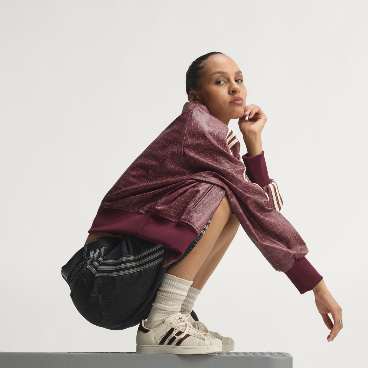 adidas Women's Superstar II Shoes - Off White / Maroon / Gold Metallic