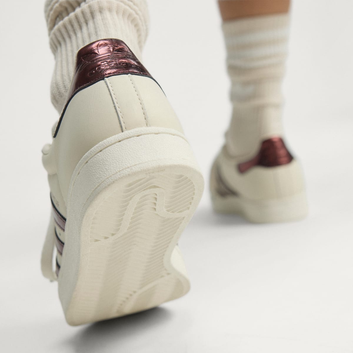 adidas Women's Superstar II Shoes - Off White / Maroon / Gold Metallic