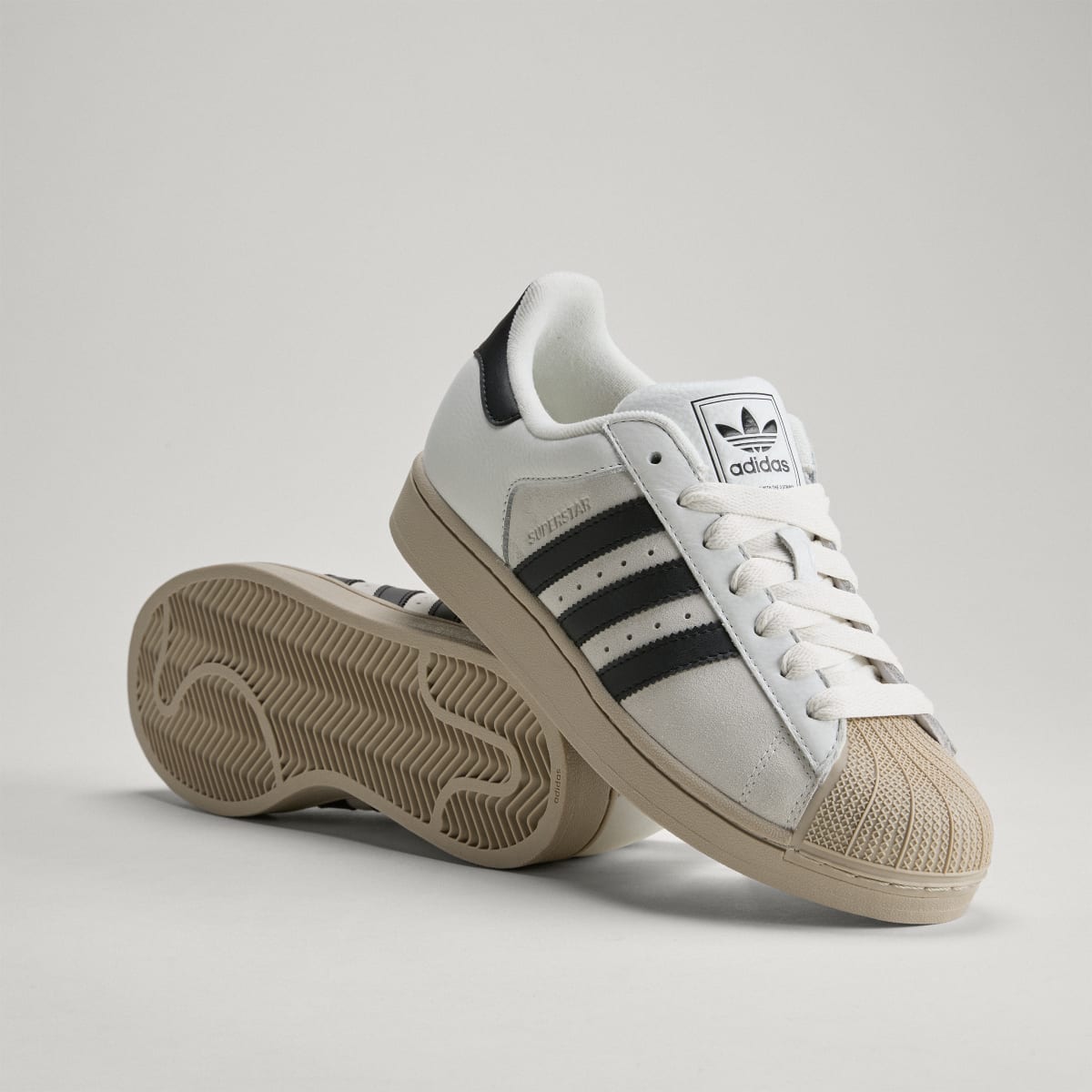 adidas Women's Superstar II shoes - Core White / Core Black / Khaki Three