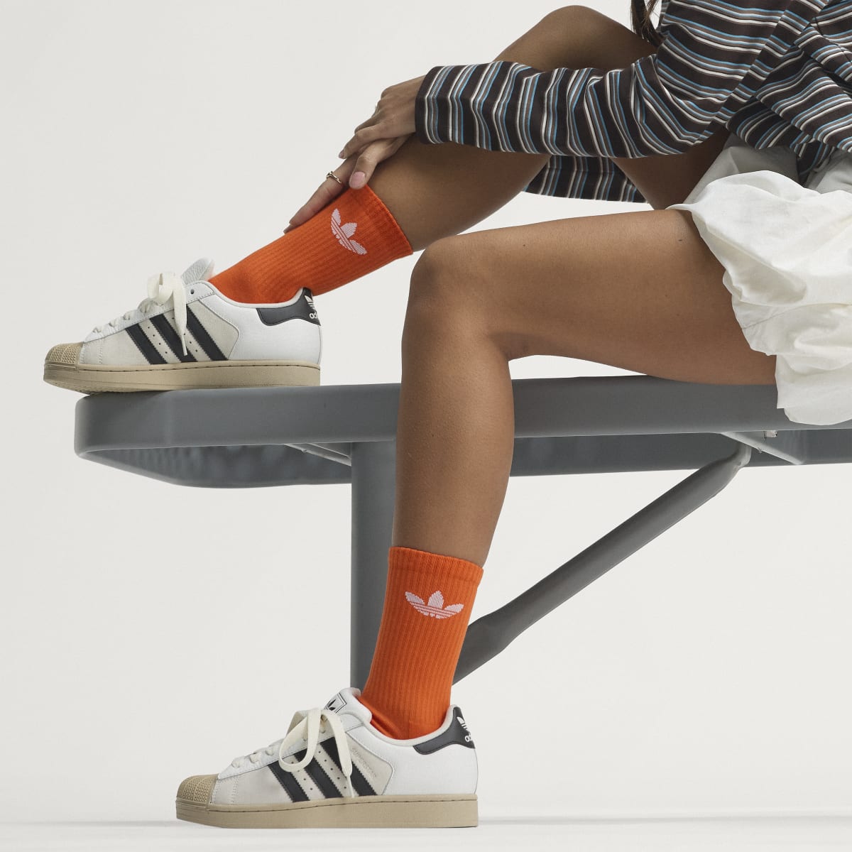 adidas Women's Superstar II shoes - Core White / Core Black / Khaki Three