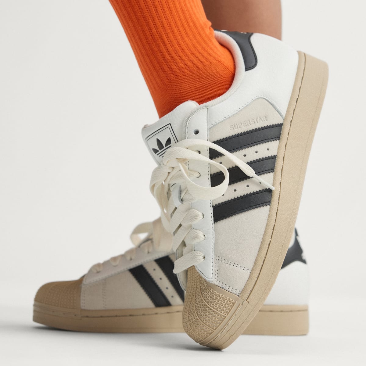 adidas Women's Superstar II shoes - Core White / Core Black / Khaki Three