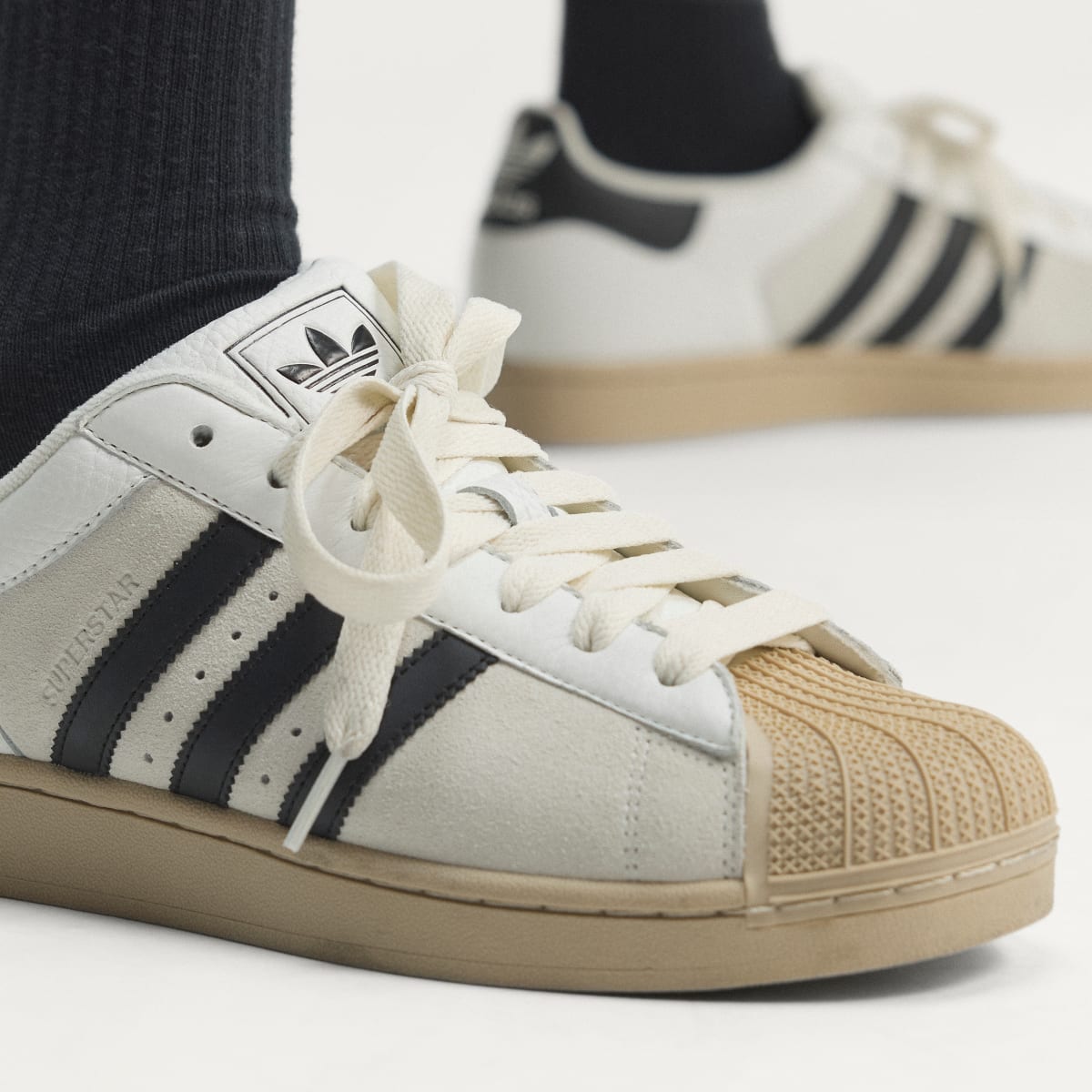 adidas Women's Superstar II shoes - Core White / Core Black / Khaki Three