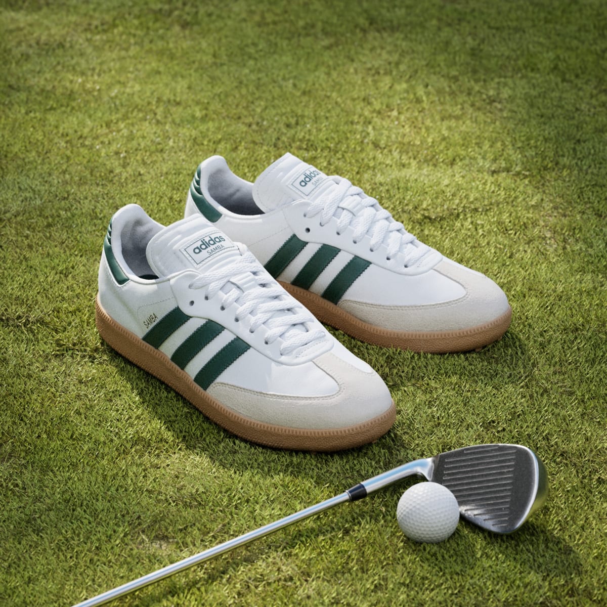 adidas Women's Samba Spikeless Golf Shoes - Cloud White / Collegiate Green / Gum