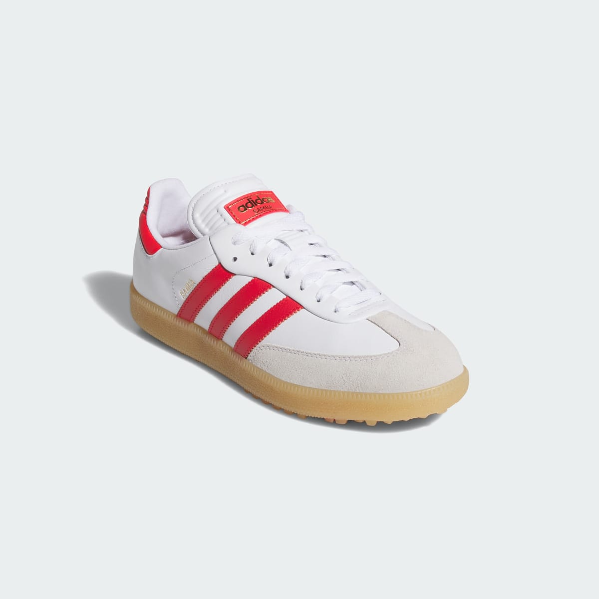 adidas Men's Samba Spikeless Golf Shoes - Cloud White / Pure Ruby / Gum