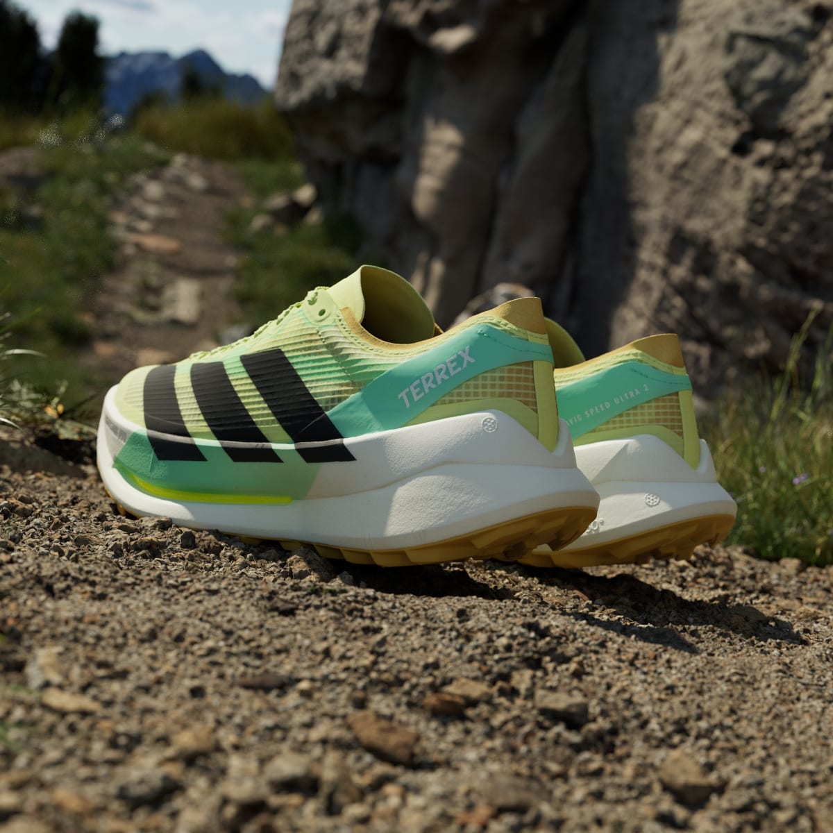 adidas Men's Terrex Agravic Speed Ultra 2 Trail Running Shoes - Frozen Lemon / Core Black / Pulse Mint