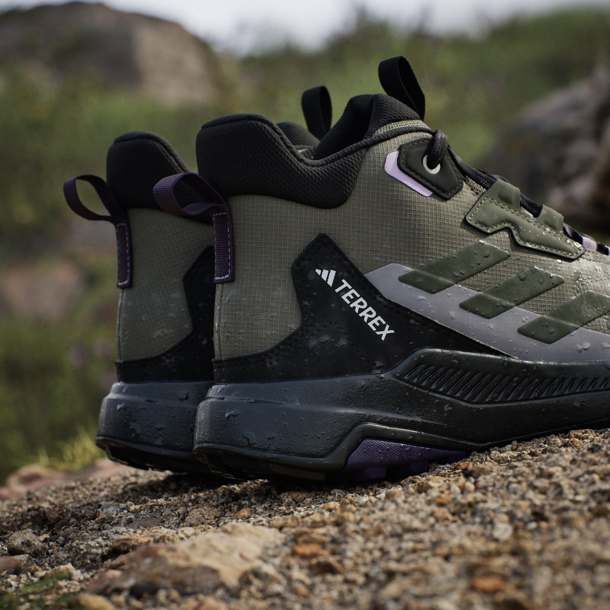 adidas Women's Terrex Anylander Mid Rain.Rdy Hiking Shoes - Olive Strata / Night Cargo / Core Black