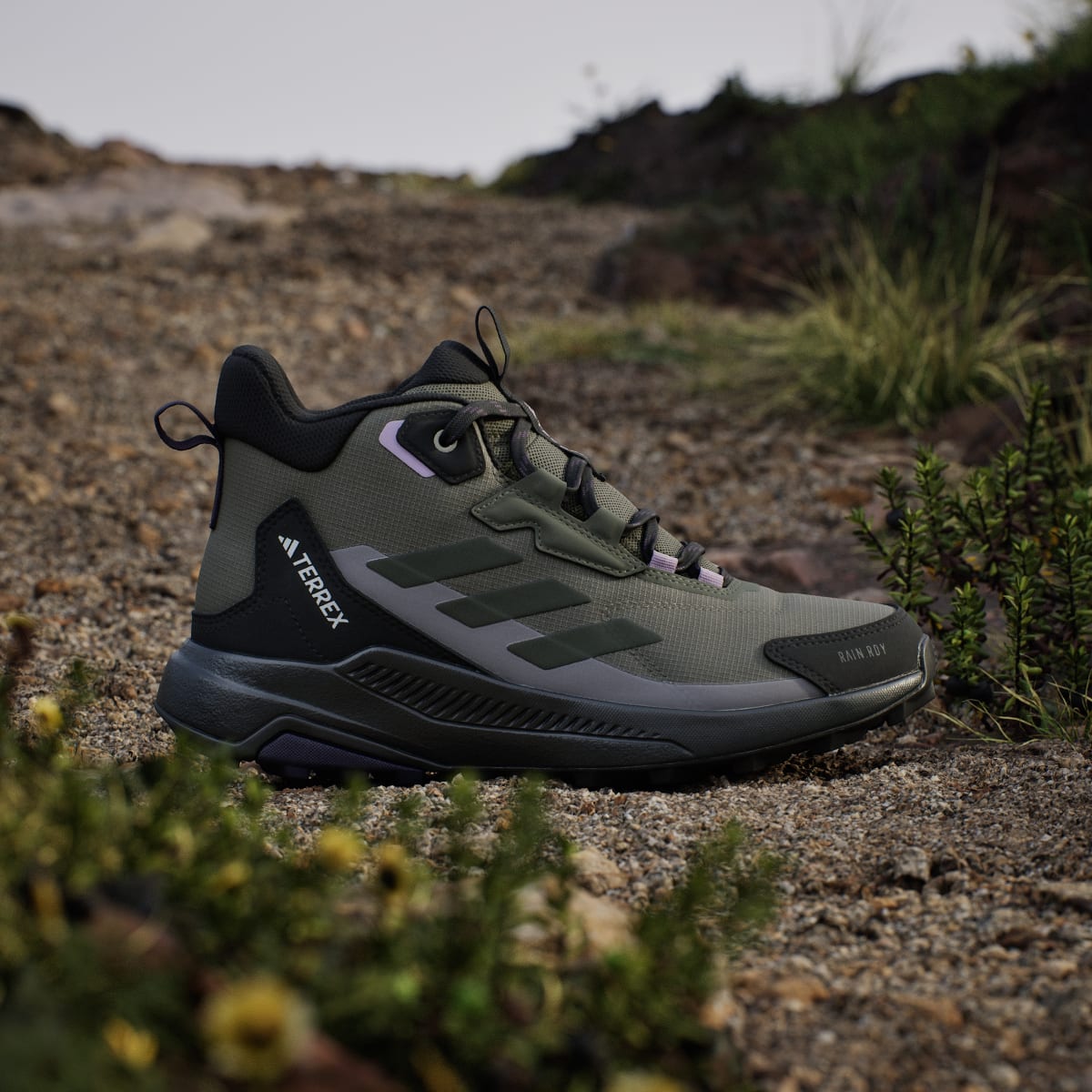 adidas Women's Terrex Anylander Mid Rain.Rdy Hiking Shoes - Olive Strata / Night Cargo / Core Black