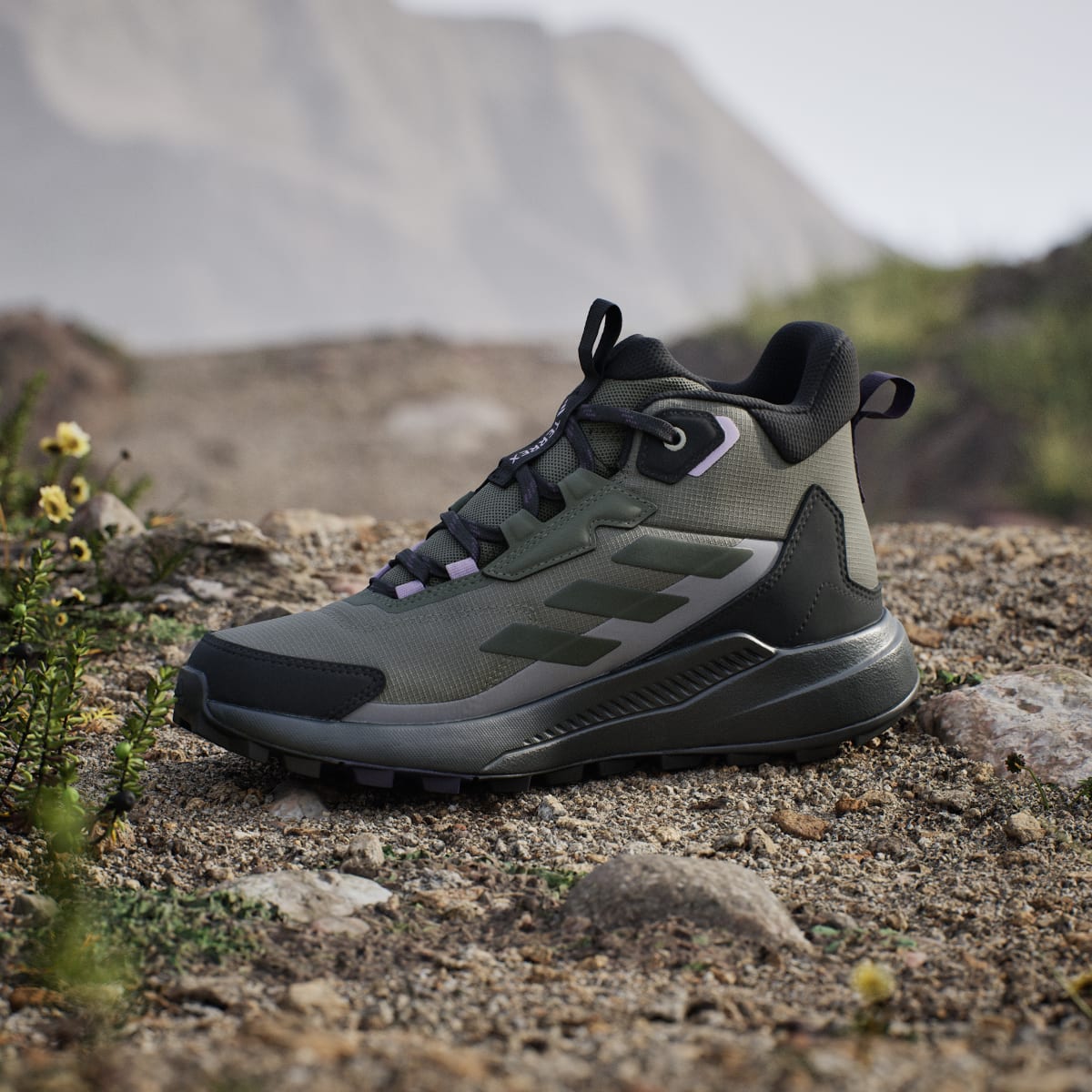 adidas Women's Terrex Anylander Mid Rain.Rdy Hiking Shoes - Olive Strata / Night Cargo / Core Black