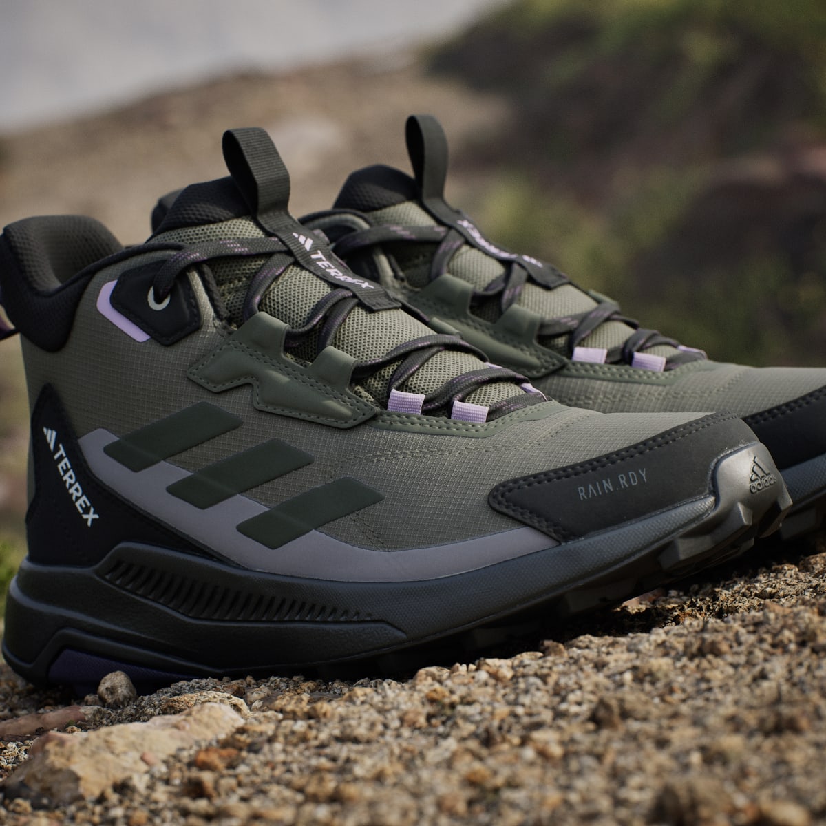 adidas Women's Terrex Anylander Mid Rain.Rdy Hiking Shoes - Olive Strata / Night Cargo / Core Black