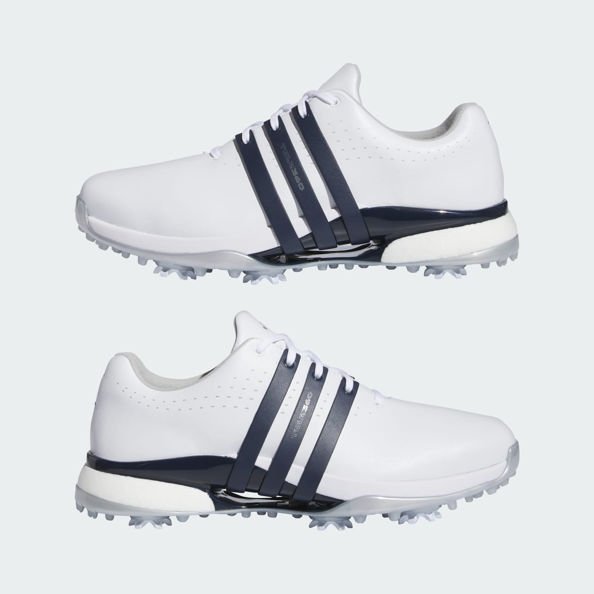 adidas Men's Tour360 24 Golf Shoes - Cloud White / Collegiate Navy / Silver Metallic