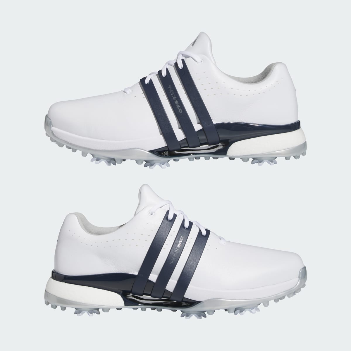adidas Men's Tour360 24 Wide Golf Shoes - Cloud White / Collegiate Navy / Silver Metallic