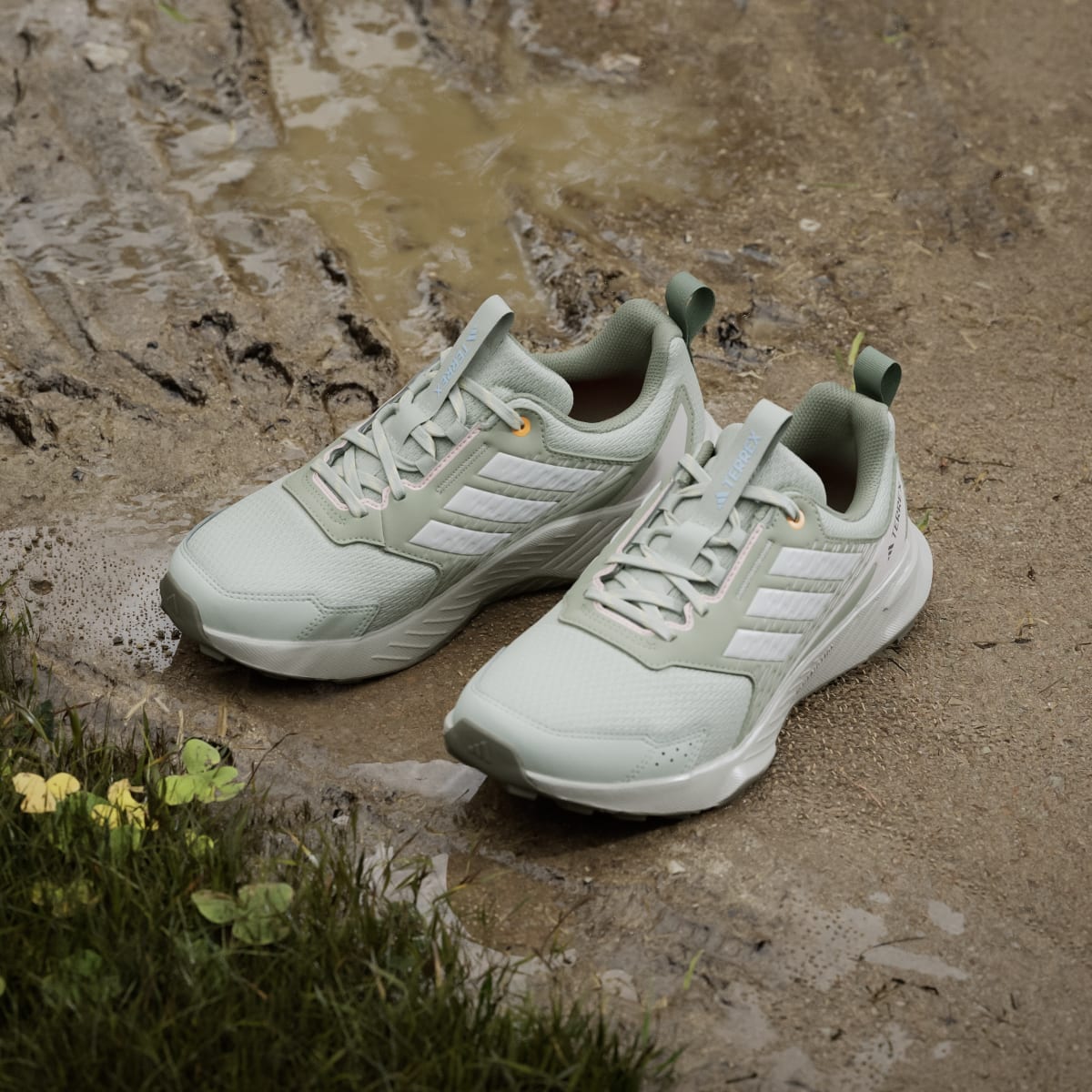adidas Women's Tracefinder Trail Running Shoes - Halo Green / Off White / Lucid Tangerine