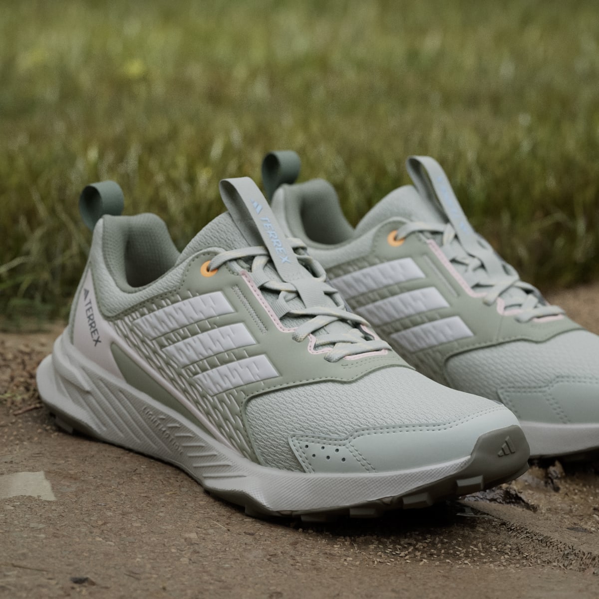 adidas Women's Tracefinder Trail Running Shoes - Halo Green / Off White / Lucid Tangerine