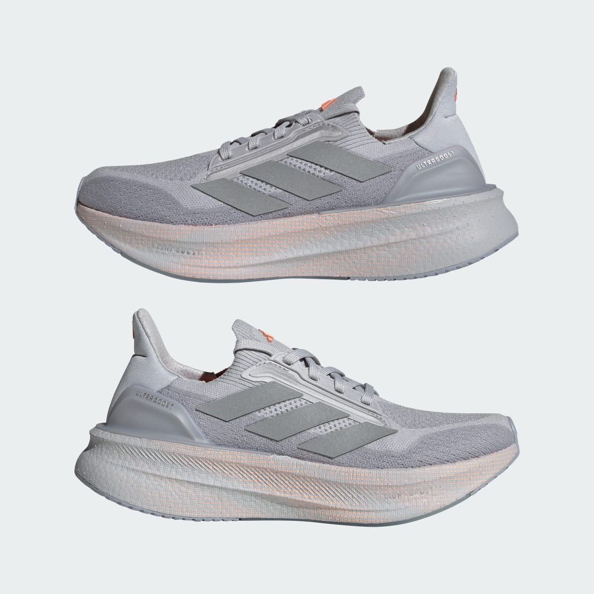 adidas Women's Ultraboost 5x Shoes - Light Solid Grey / Silver Metallic / Beam Orange