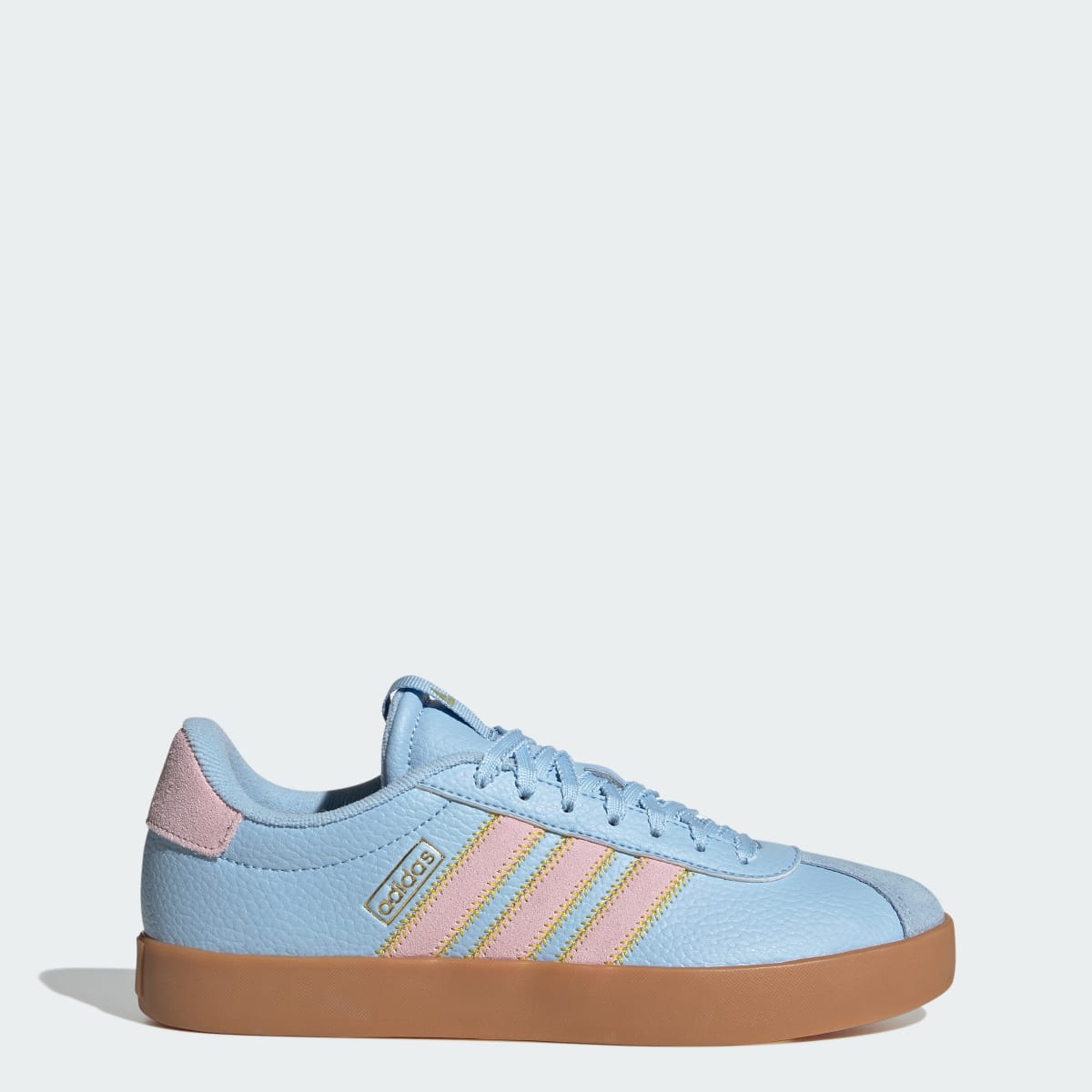 adidas Women's VL Court 3.0 Shoes - Clear Sky / Clear Pink / Gold Metallic