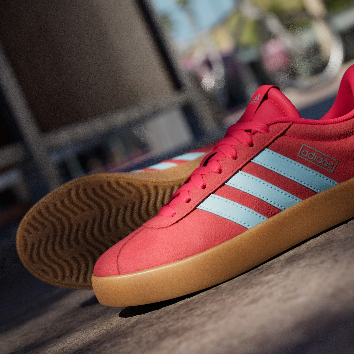 adidas Women's VL Court 3.0 Shoes - Pure Ruby / Bliss Blue / Tech Grey Metallic