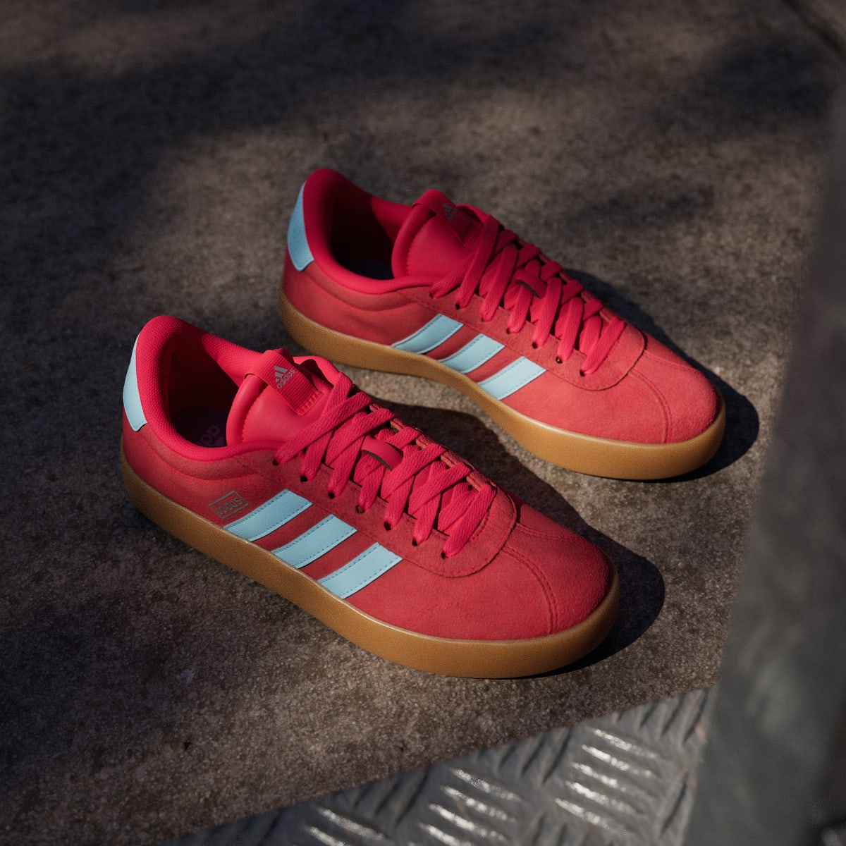 adidas Women's VL Court 3.0 Shoes - Pure Ruby / Bliss Blue / Tech Grey Metallic