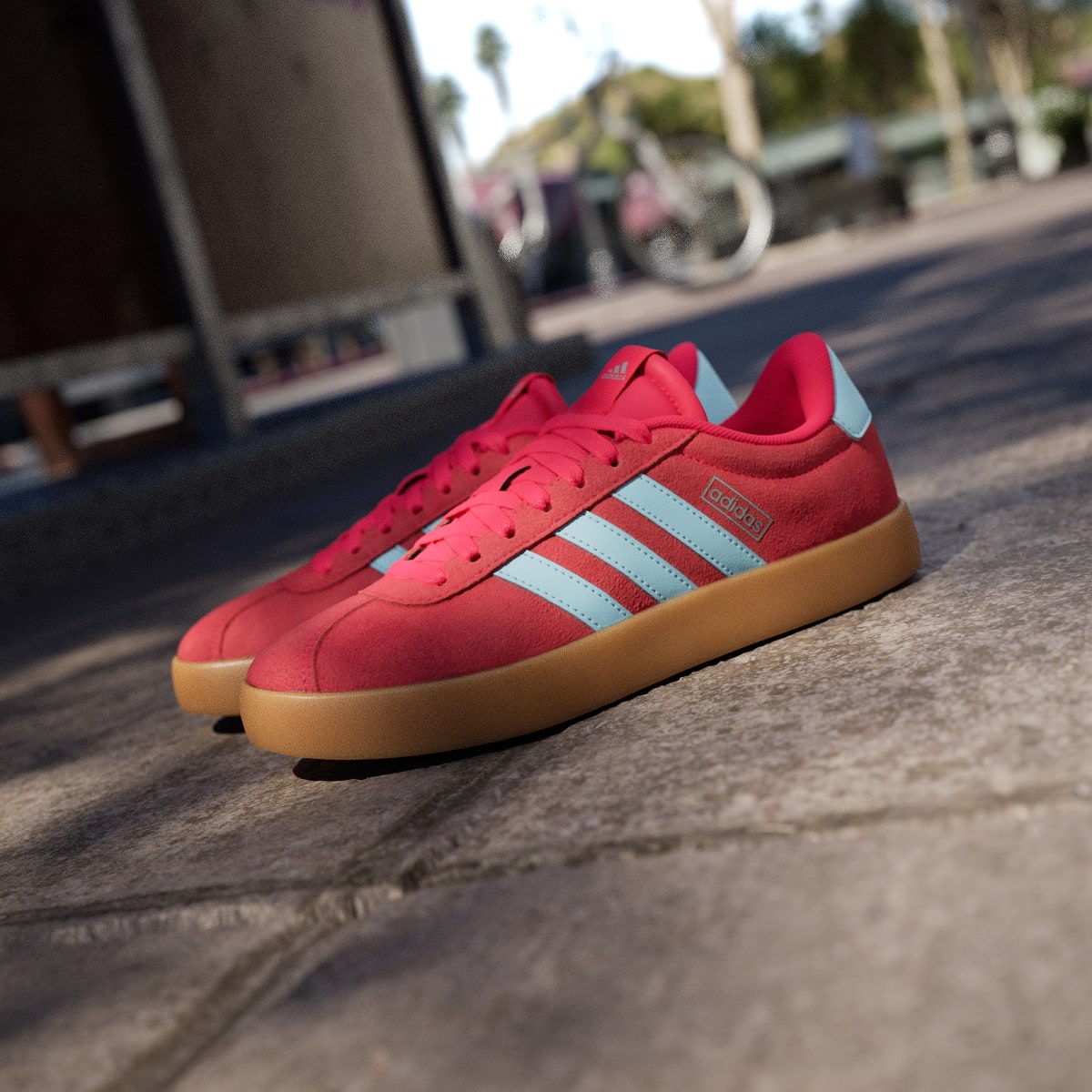 adidas Women's VL Court 3.0 Shoes - Pure Ruby / Bliss Blue / Tech Grey Metallic
