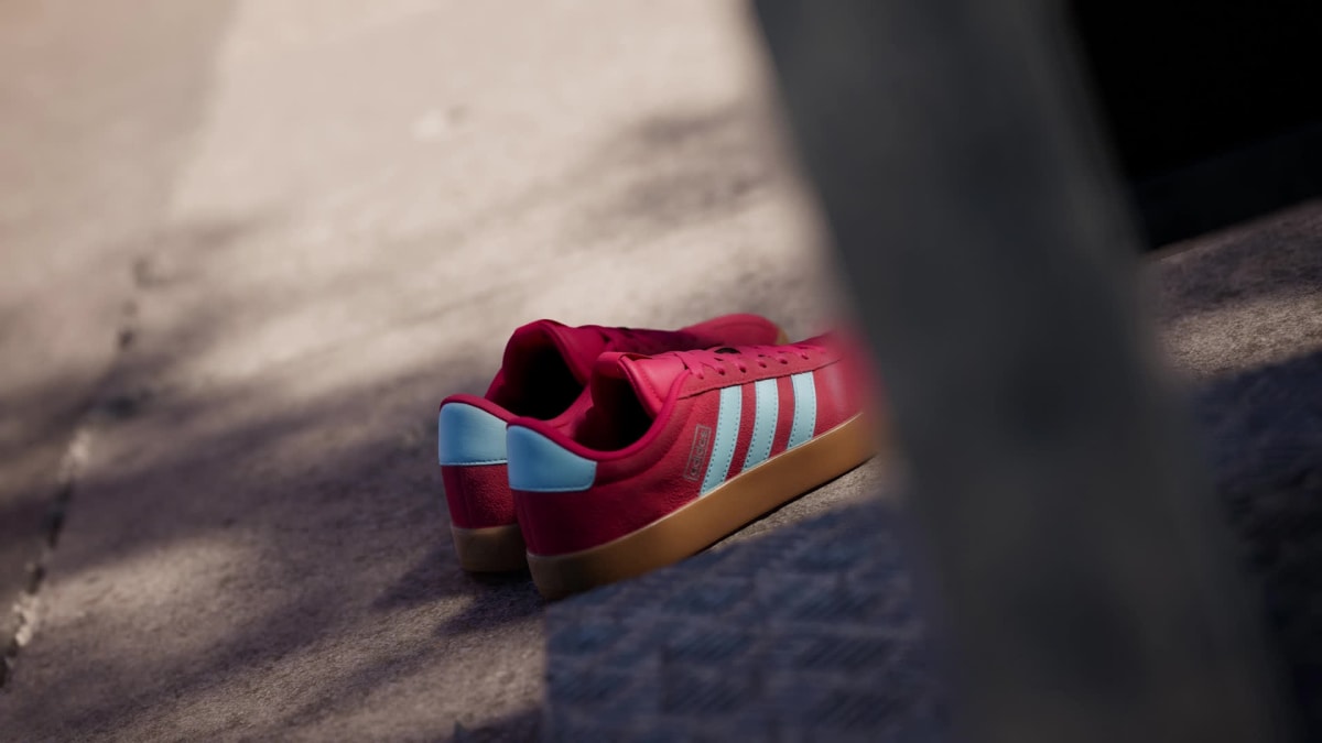 adidas Women's VL Court 3.0 Shoes - Pure Ruby / Bliss Blue / Tech Grey Metallic