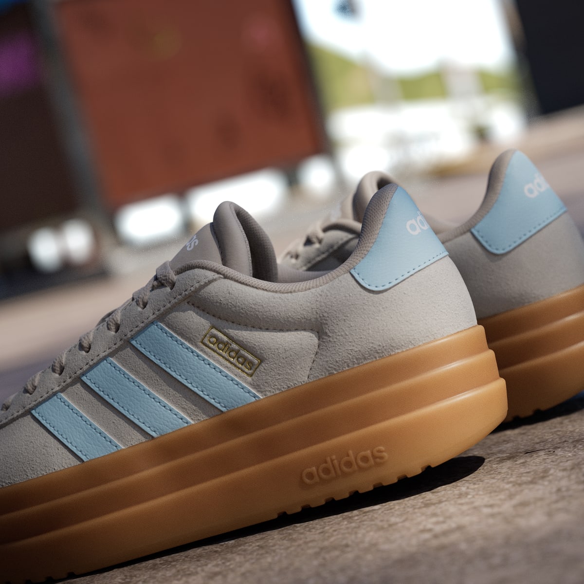 adidas Women's VL Court Bold Shoes - Wonder Beige / Ice Blue / Gold Metallic