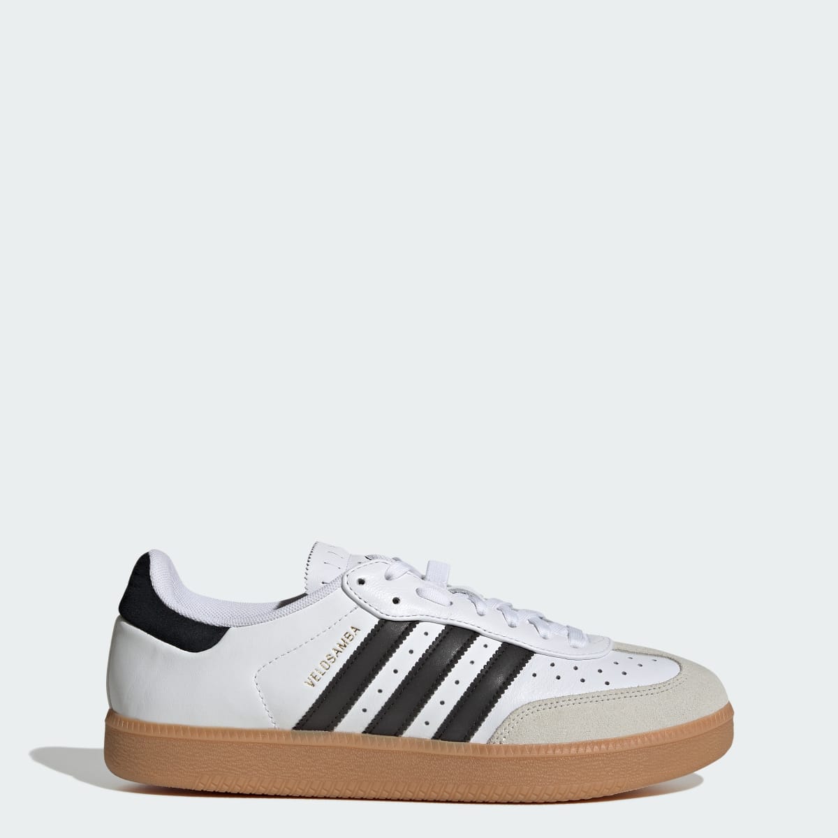 adidas Men's Velosamba Leather Shoes - Cloud White / Core Black / Gold Metallic