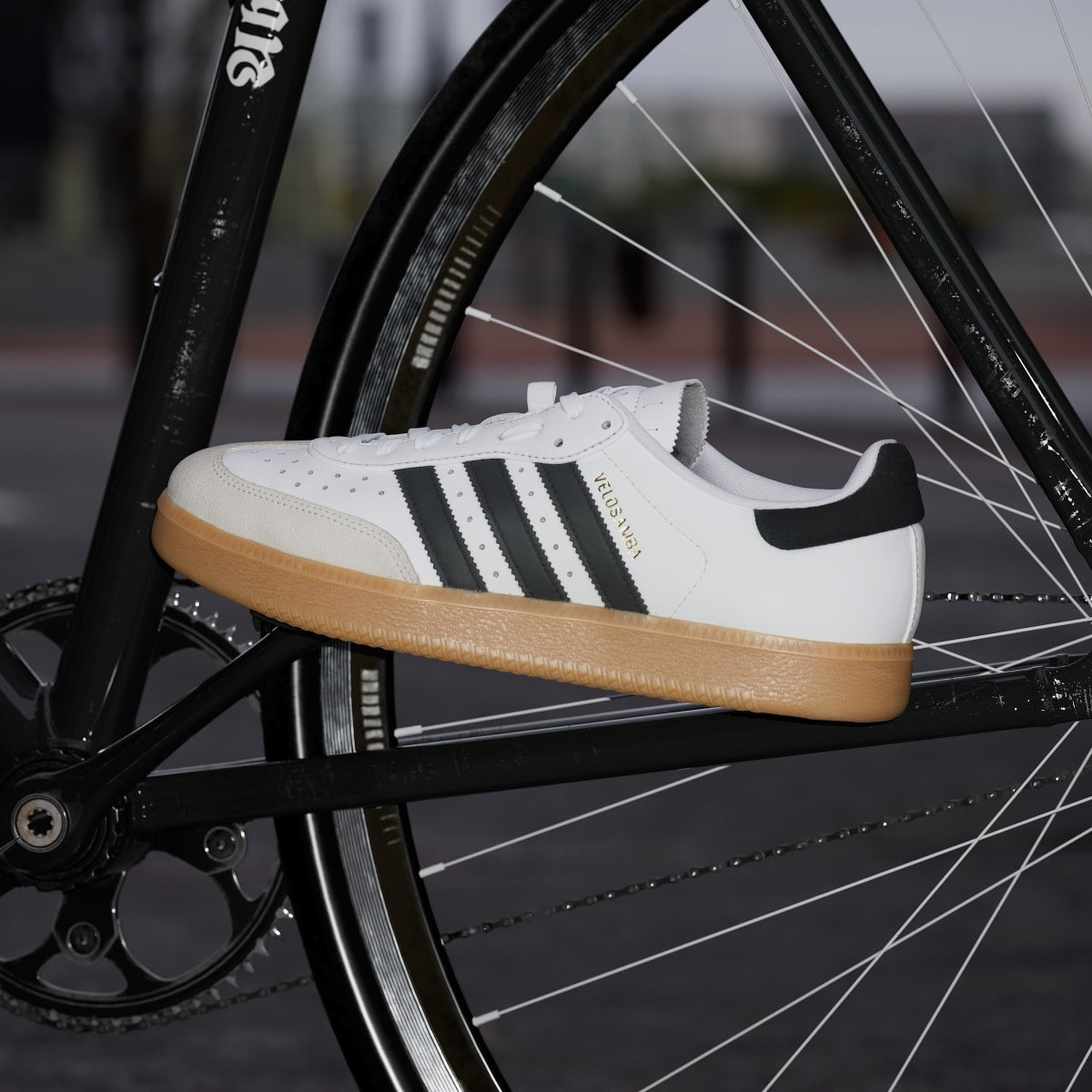 adidas Men's Velosamba Leather Shoes - Cloud White / Core Black / Gold Metallic
